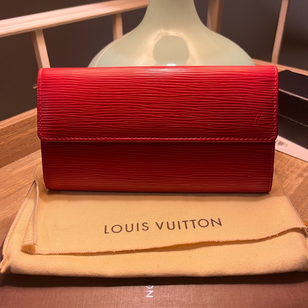 Louis Vuitton Authentic Red Epi Leather Long Vintage Wallet